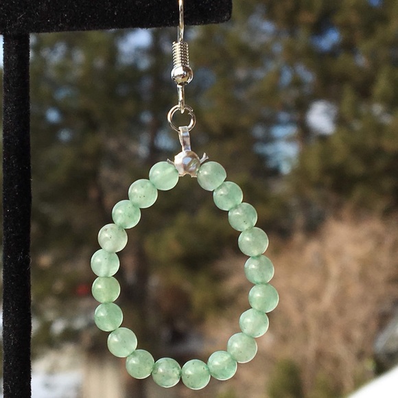 Green Aventurine Hoop Earrings - Picture 2 of 8